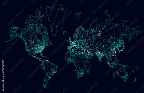 World map abstract internet connection, light urban communications Stock Vector | Adobe Stock