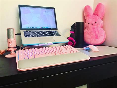 My PINK Desk setup | Gaming room setup, Gaming desk setup, Game room design