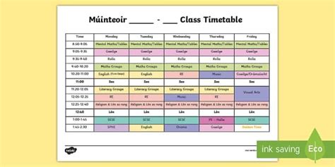 Editable School Timetable Template | School timetable, Timetable ...