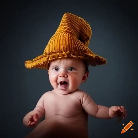Cute baby wearing a hat and dancing