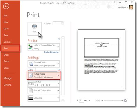 Print speaker notes - PowerPoint