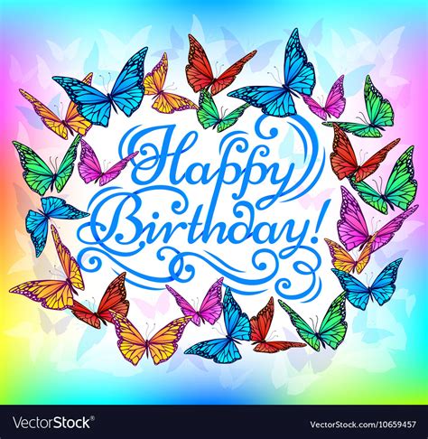 Happy birthday banner bright butterfly Royalty Free Vector