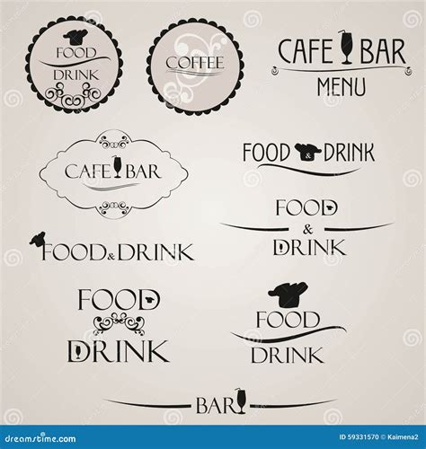 Label Set for Restaurant Menu Design. Label Set for Cafe. Food and Drink Label Stock Vector ...