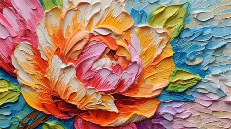 Generative AI, Oil painting of flowers on canvas. Beautiful abstract ...