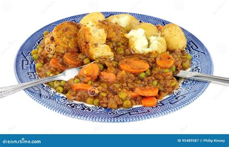 Minced Beef Stew with Dumplings Stock Image - Image of plated, plate ...