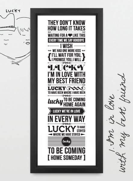 'Lucky' by Jason Mraz - Song Lyrics Print #typography # ...