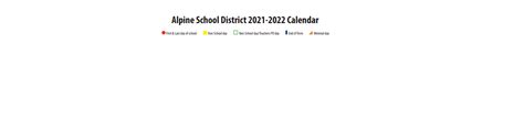 Alpine School - School District Instructional Calendar - Alpine District - 2021-2022