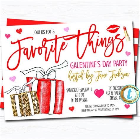 Favorite Things Valentines / Galentine's Day Party Invite – TidyLady ...