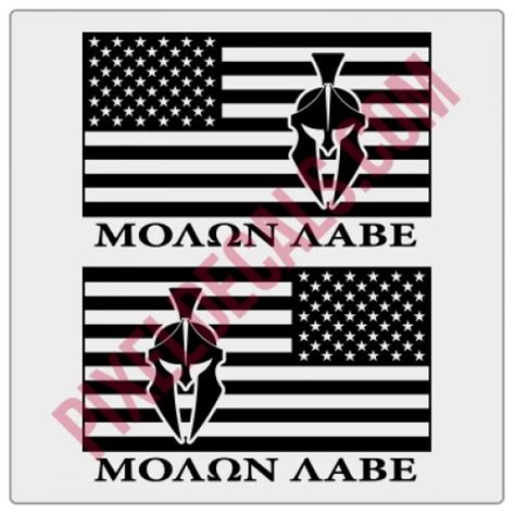 Molon Labe American Flag Decals - 1 Color