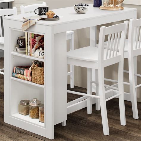 Jofran Tribeca Counter Height Table 3 Storage Shelves White | Kitchen ...