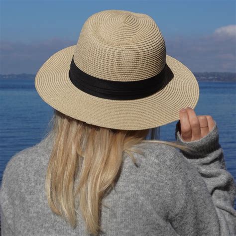 Panama Hat for Women - 2 Pack Wide Brim Straw Hat for Summer Sun Beach ...