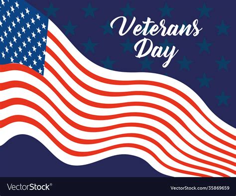 Happy veterans day waving flag patriotism card Vector Image