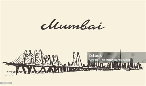 Mumbai Skyline Vector Illustration Drawn Sketch Stock Illustration ...