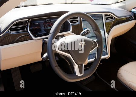 Tesla Model S electric car interior Stock Photo - Alamy