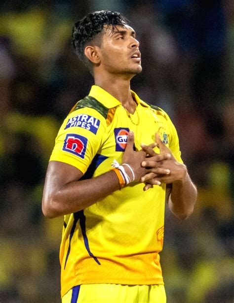 : Chennai : Chennai Super Kings' Matheesha Pathirana celebrates the wicket of Gujrat Titans ...