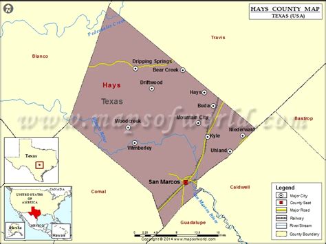 Hays County Map | Map of Hays County, Texas