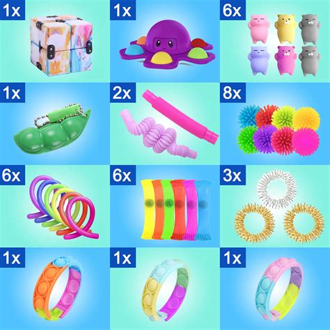 50Pcs Fidget Toys, Fidget Packs Fidget Toy Set, Ice Cream Hamburg Popitsfidgets Sensory Fidget ...