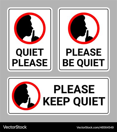 Quiet please sign collection Royalty Free Vector Image