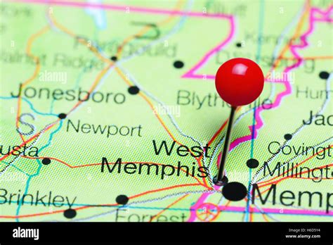 West Memphis pinned on a map of Arkansas, USA Stock Photo - Alamy