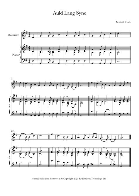 Auld Lang Syne Sheet music for Recorder - 8notes.com