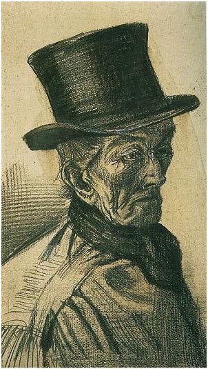 Man with Top Hat by Vincent Van Gogh - 1163 - Drawing