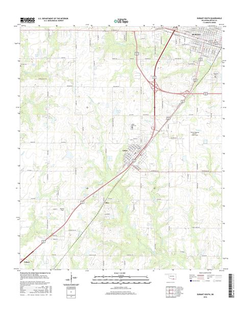 MyTopo Durant South, Oklahoma USGS Quad Topo Map