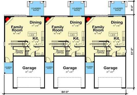3-Unit Multi-Family Home Plan - 42585DB | Architectural Designs - House ...