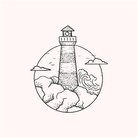 Lighthouse tattoo sketch in a circle 11641520 Vector Art at Vecteezy