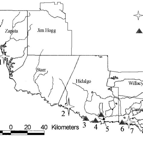 Map of the Lower Rio Grande Valley showing the locations for the ...