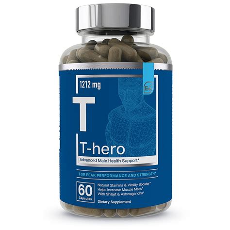 Essential elements T-Hero Male Health Supplement | Muscle Builder & T-Booster - 60 Capsules ...