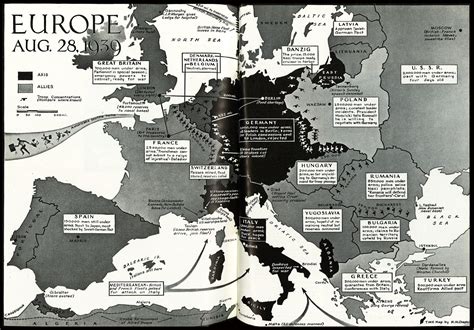 Black And White Map Of Europe During World War 2