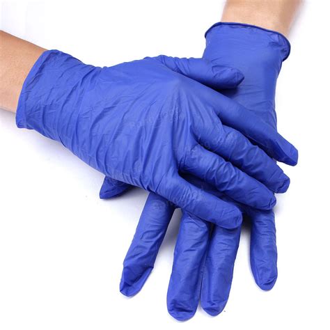 100Pcs Blue Medium Disposable Nitrile Rubber Gloves Food Medical Latex ...