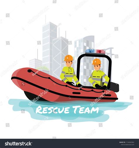 Rescue Boatvector Illustration Cartoon Character Stock Vector (Royalty Free) 1134942962 ...