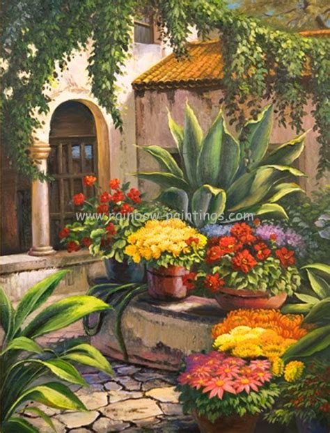 Classical landscape painting | Garden painting, Flower painting, Art ...