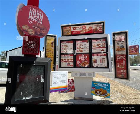 Augusta, Ga USA - 03 27 22: Krystal Burger fast food drive thru menu ...