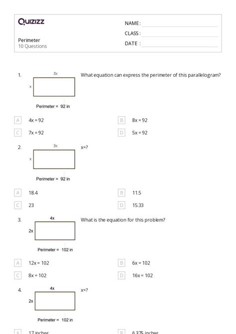 50+ Perimeter worksheets for 4th Grade on Quizizz | Free & Printable