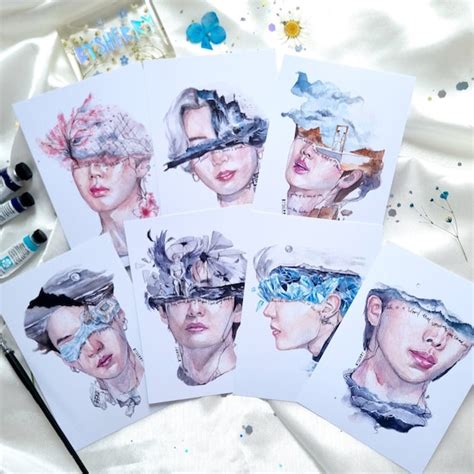 BTS Watercolor Art A5 /A6 Print Poster Namjoon Jungkook - Etsy