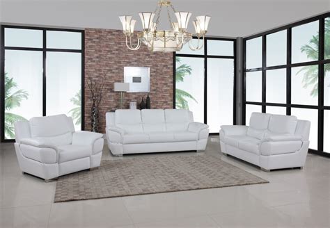 Global United 4572 Leather Match 3PC Sofa Set in White color.