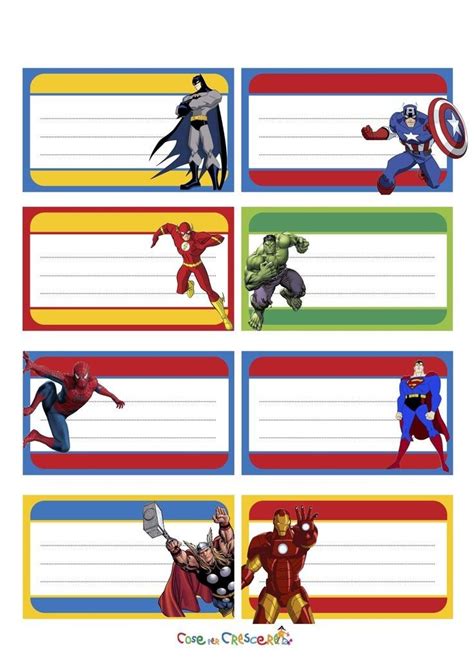 Pin by Andrea V Andrade on etiquetas | Superhero labels, School ...