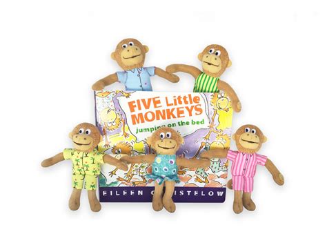 MerryMakers 5" Five Little Monkeys Book and Puppet set by Eileen Christelow