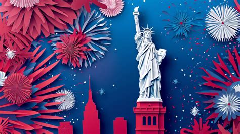 Statue of Liberty with fireworks background, patriotic artwork, Statue of Liberty celebration ...