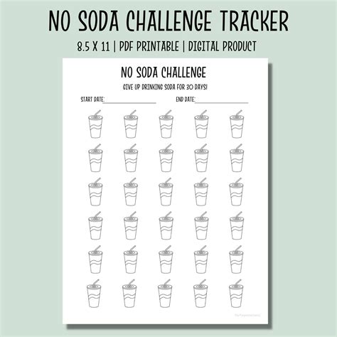 No Soda Challenge Printable Tracker Health Challenge Tracker | Etsy ...