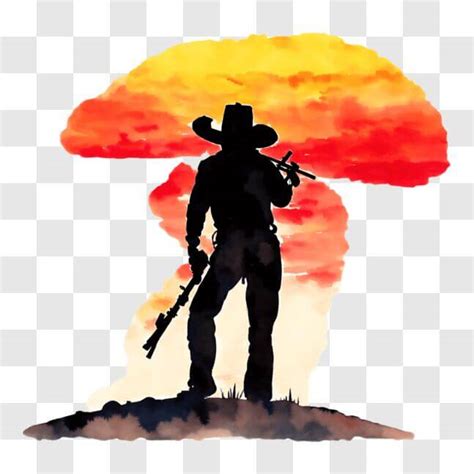 Download Cowboy Silhouette Against Orange Sunset PNGs Online - Creative ...