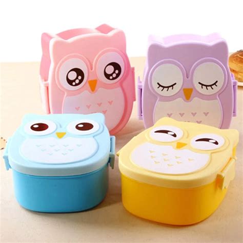 Cute Cartoon Owl Lunch Box Food Container Storage Students Lunch Box ...