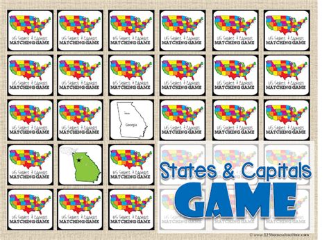 🦅 FREE Printable States and Capitals Matching Game