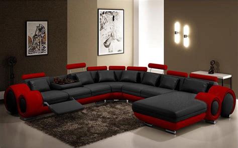 Modern Luxurious L Shaped Leather Corner Sofa | Red sectional sofa ...