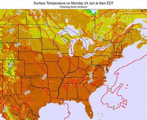 Kentucky Surface Temperature on Saturday 20 Mar at 8am EDT