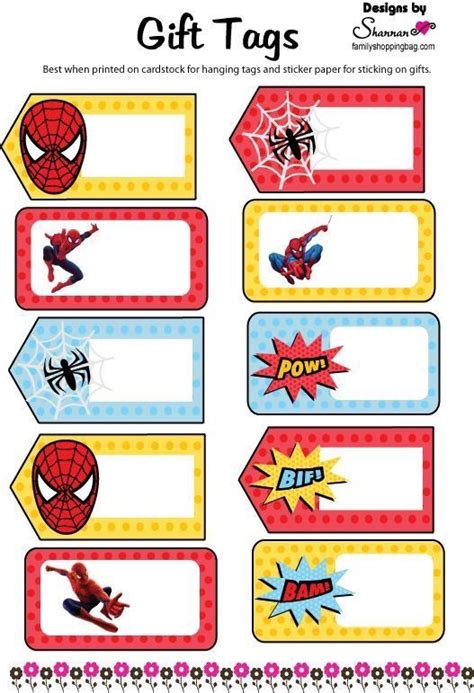 Gift Tags | Free printable gift tags, Gift tags printable, Spiderman gifts