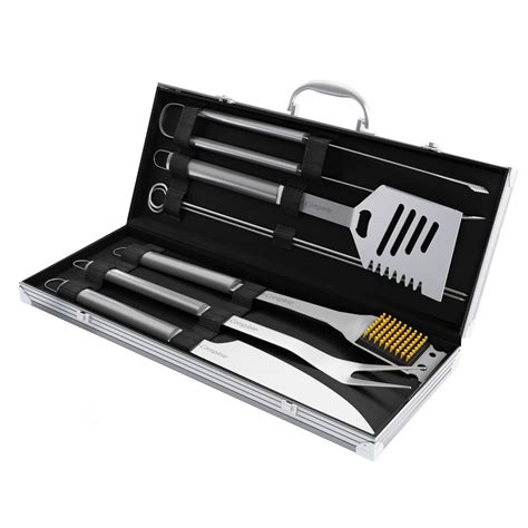 Home-Complete Stainless Steel BBQ Grill Tool Set with Storage Case ...