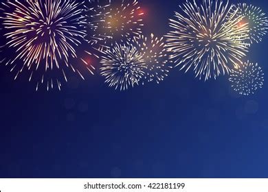 Brightly Colorful Fireworks On Twilight Background Stock Vector ...